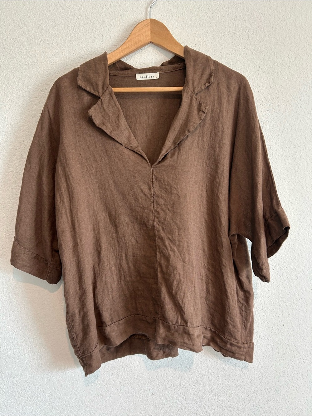 Neuflora Brown Linen Relaxed Fit Women’s Top